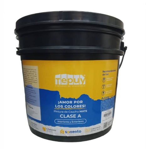 PINTURA DE CAUCHO AUTANA CLASE A 04 GL COLOR BLANCO MATE REF. 262562 ( PROMO ) MARCA TEPUY
