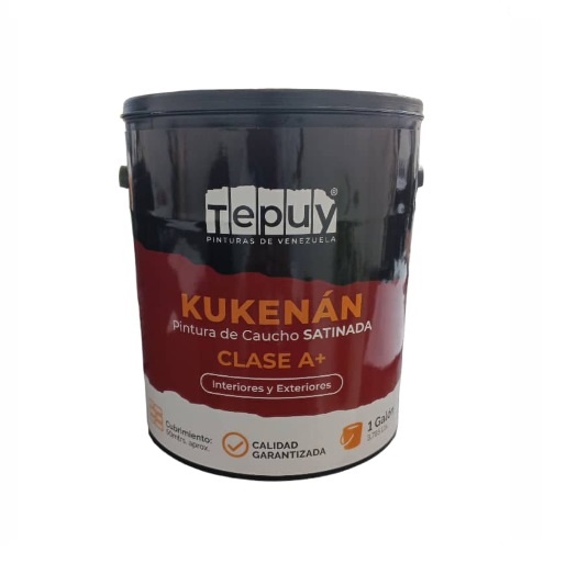 PINTURA DE CAUCHO SATINADA KUKENAN CLASE A 01 GL COLOR BLANCO REF. 6452562 ( PROMO ) MARCA TEPUY