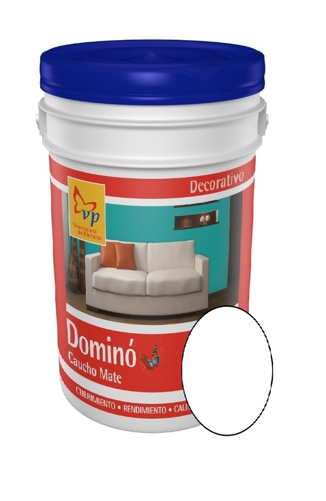 PINTURA DE CAUCHO CLASE A MATE DOMINO DOBLE BLANCO CUÑETE 5 GL MARCA VP