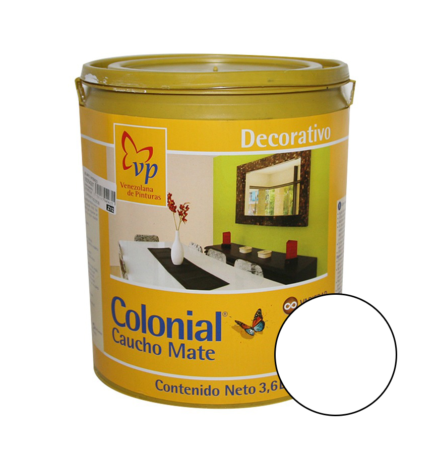 PINTURA DE CAUCHO CLASE C MOD. COLONIAL COLOR BLANCO INTENSO 1 GAL. REF. 10264207 MARCA VP