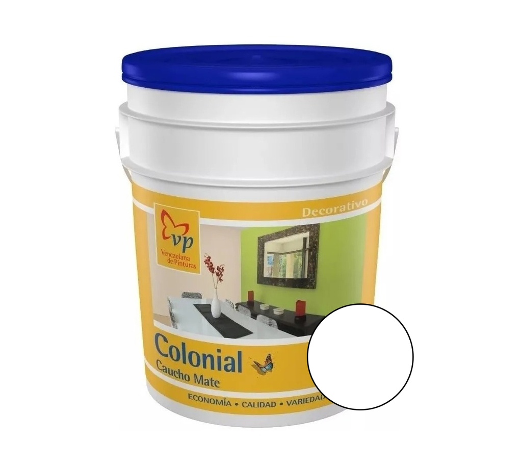 PINTURA DE CAUCHO CLASE C MOD. COLONIAL COLOR BLANCO INTENSO CUÑETE 5 GL REF. 10264209 MARCA VP
