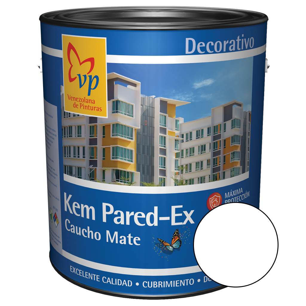 PINTURA DE CAUCHO CLASE A MOD KEM PARED-EX COLOR BLANCO 1 GL REF. 105264252 MARCA VP