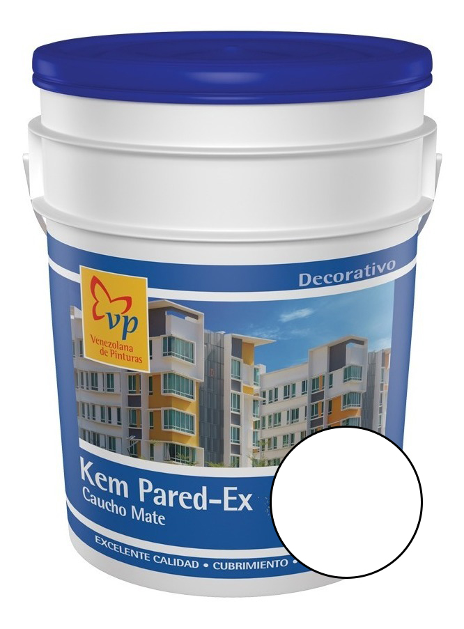 PINTURA DE CAUCHO CLASE A MOD KEM PARED-EX COLOR BLANCO CUÑETE 5 GL REF.10264253 MARCA VP