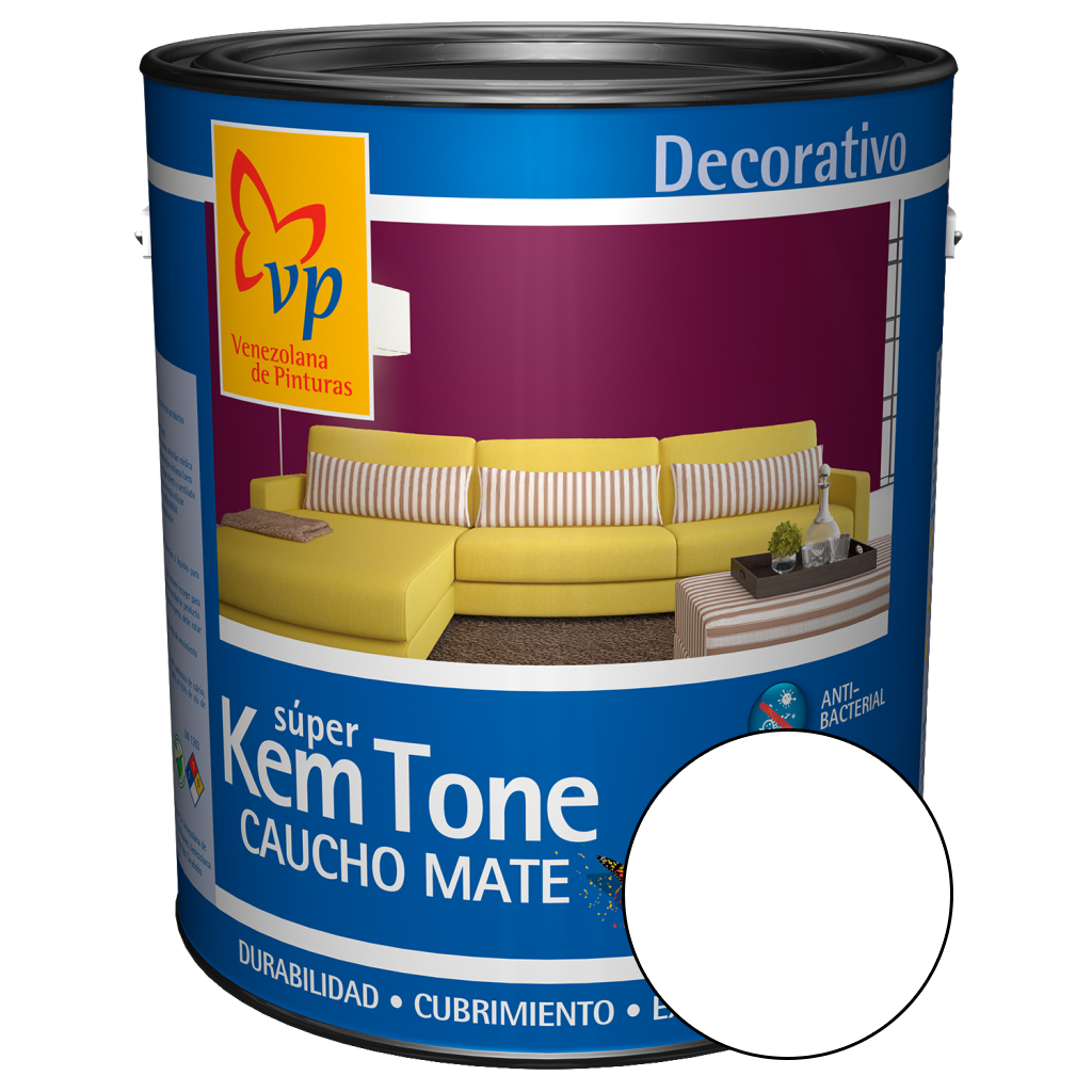 PINTURA DE CAUCHO PREMIUN MOD SUPER KEM TONE COLOR BLANCO INTENSO 1 GL REF. 10264511 MARCA VP
