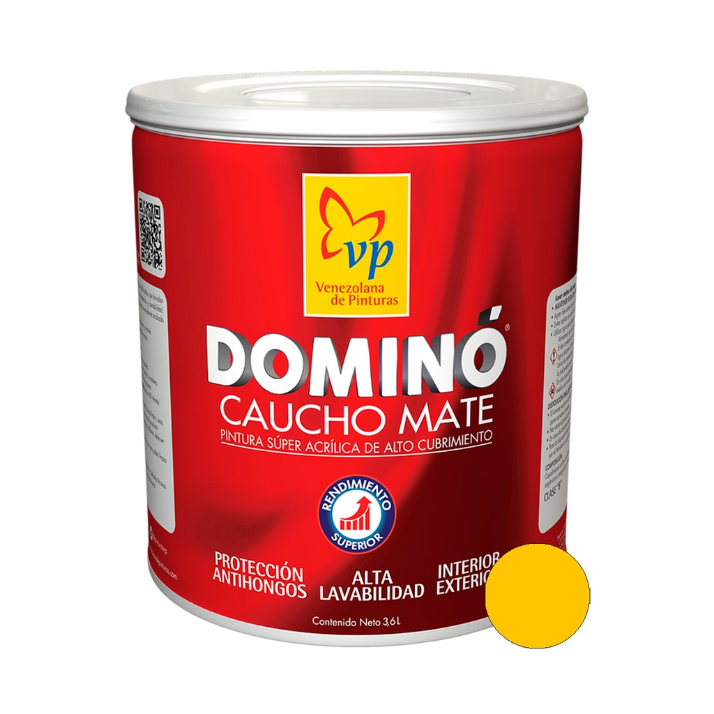 PINTURA DE CAUCHO MOD DOMINO COLOR AMARILLO 1 GL REF 33-8A MARCA VP