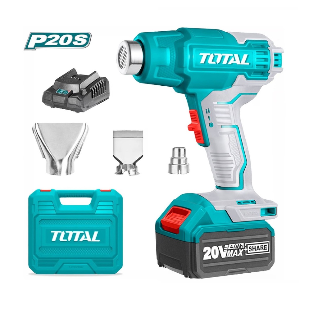 PISTOLA DE CALOR INALAMBRICA 20V MAX 550°C C/BATERIA+CARGADOR REF. UTBLI20025 MARCA TOTAL TOOL