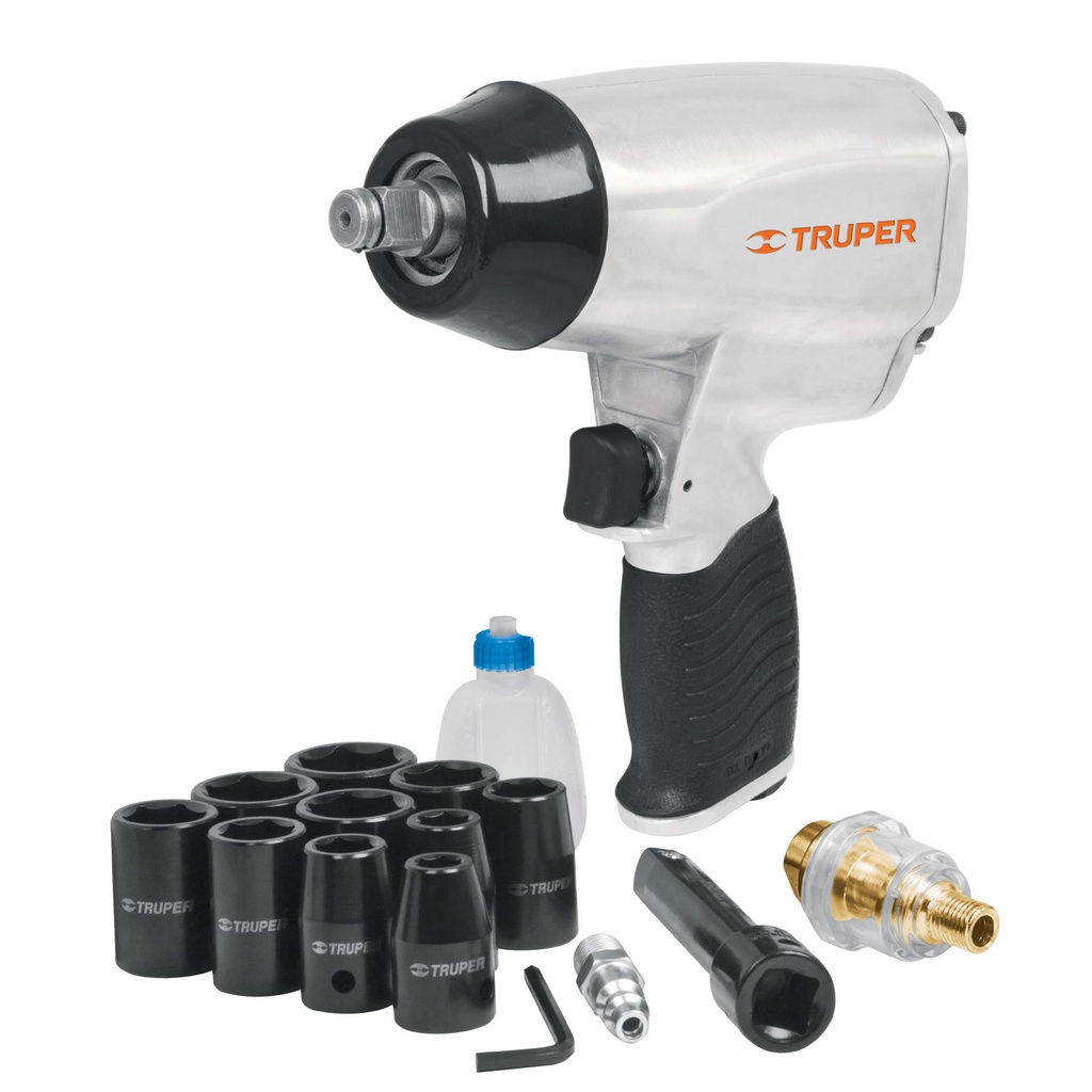 PISTOLA / LLAVE NEUMATICA 1/2" MANG 1/4 NPT - 3/8" + (10 DADOS) MOD.TPN-731EK REF.19372 MARCA TRUPER
