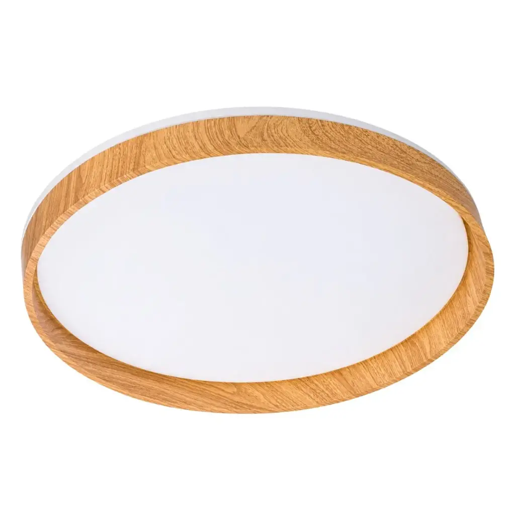 PLAFON DECORATIVO LED LUCIA REDONDA 32 W 40CM DIMERIZABLE BLANCO- MADERA REF.S-605M-M MARCA LUCERNA