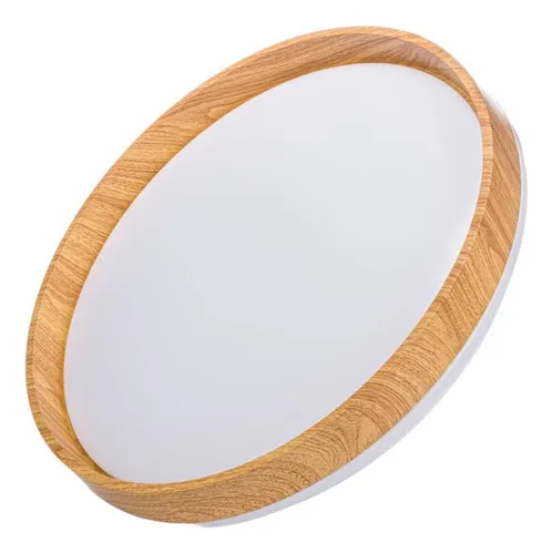 PLAFON DECORATIVO LED LUCIA REDONDA 32 W 40CM DIMERIZABLE BLANCO- MADERA REF.S-605M-M MARCA LUCERNA