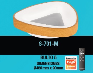 PLAFON DE TECHO ORBIX STYLE 38W 50 CM C/CONTROL BORDE MADERA REF. S-701M MARCA LUCERNA