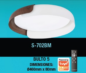 PLAFON DE TECHO MENGUANTE STYLE 58W 48CM C/CONTROL BLANCO- BORDE MARRON REF. S-702BMMARCA LUCERNA