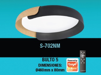PLAFON DE TECHO MENGUANTE STYLE 58W 48CM C/CONTROL MARRON BORDE NEGRO REF. S-702NM MARCA LUCERNA