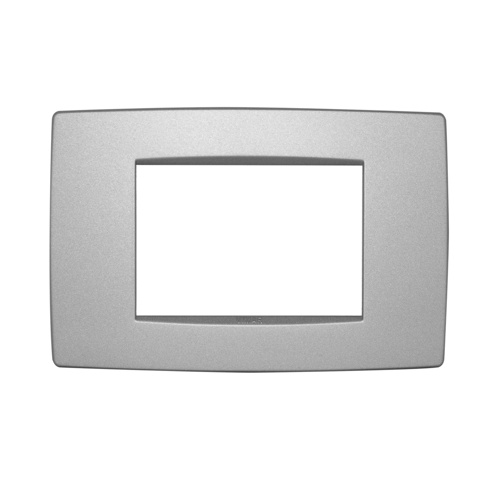 PLACA 3 MODULOS CENTRALES TECNOPOLIMERO NEVE COLOR PLATA MATE REF-09653.11 MARCA VIMAR