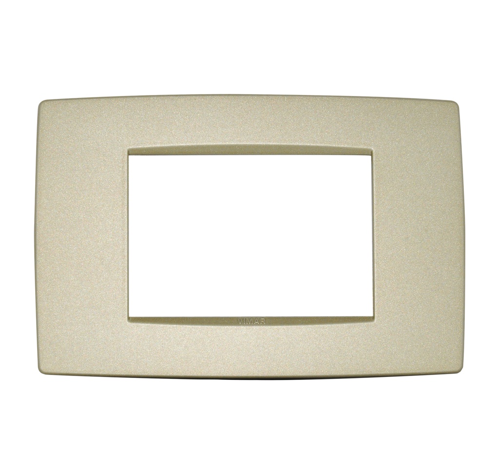 PLACA 3 MODULOS CENTRALES TECNOPOLIMERO NEVE COLOR CHAMPAN MATE REF-09653.12 MARCA VIMAR