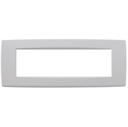 PLACA 7 MODULOS CENTRALES TECNOPOLIMERO NEVE COLOR PLATA GRIS MATE REF. 09657.11 MARCA VIMAR