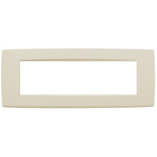 PLACA 7 MODULOS CENTRALES TECNOPOLIMERO NEVE COLOR CHAMPAN MATE REF-09657.12 MARCA VIMAR