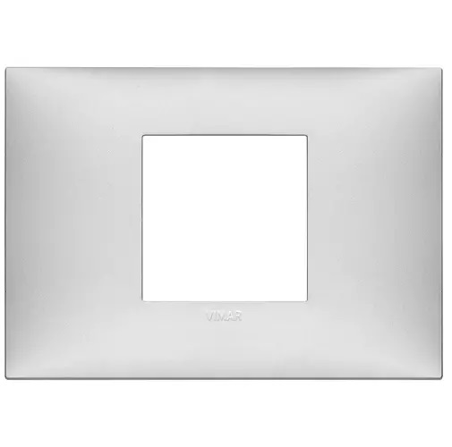 PLACA 2 MODULOS CENTRALES TECNOPOLIMERO SERIE NEVE UP COLOR PLATA MATE REF. 09672.21 MARCA VIMAR