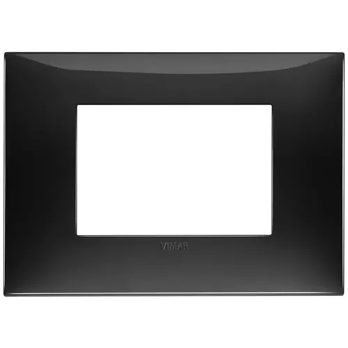 PLACA 3 MODULOS CENTRALES TECNOPOLIMERO SERIE NEVE UP COLOR NEGRO GLOSSY REF. 09673.04 MARCA VIMAR