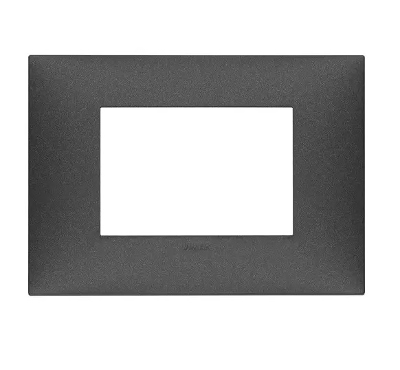 PLACA 3 MODULOS CENTRALES TECNOPOLIMERO SERIE NEVE UP COLOR CARBON MATT REF. 09673.14 MARCA VIMAR