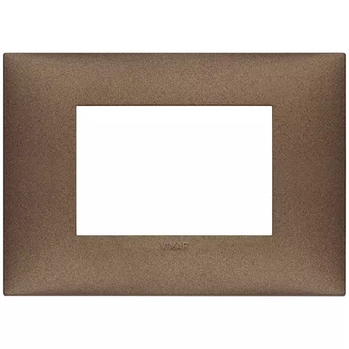 PLACA 3 MODULOS CENTRALES TECNOPOLIMERO SERIE NEVE UP COLOR COBRE MATE REF. 09673.24 MARCA VIMAR