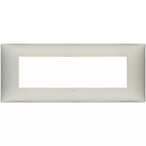 PLACA 7 MODULOS CENTRALES TECNOPOLIMERO NEVE UP COLOR NIQUEL MATE REF. 09677.22 MARCA VIMAR