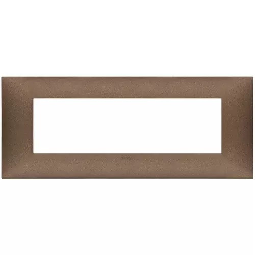 PLACA 7 MODULOS CENTRALES TECNOPOLIMERO NEVE UP COLOR COBRE MATE REF. 09677.24 MARCA VIMAR