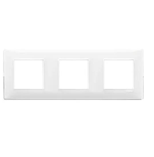PLACA 6 MODULOS CENTRALES TECNOPOLIMERO PLANA COLOR REFLEX NIEVE REF.14644.41 MARCA VIMAR