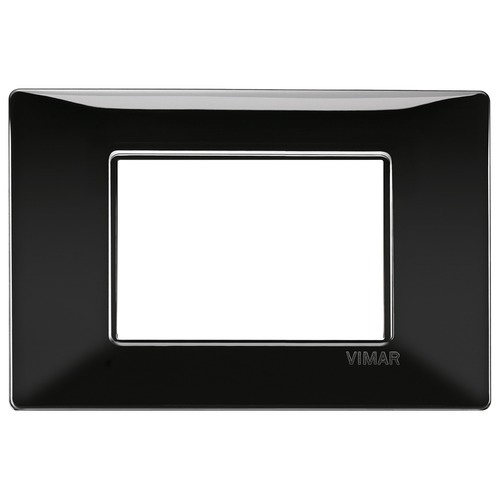 PLACA 3 MODULOS CENTRALES TECNOPOLIMERO PLANA COLOR NEGRO REF-14653.05 MARCA VIMAR
