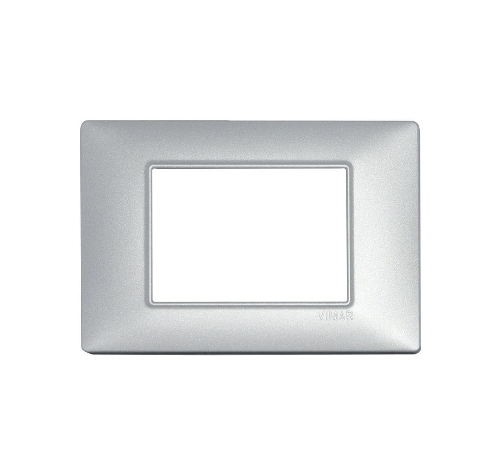 PLACA 3 MODULOS CENTRALES TECNOPOLIMERO PLANA COLOR PLATA MATE REF-14653.20 MARCA VIMAR