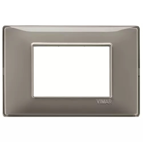 PLACA 3 MODULOS CENTRALES TECNOPOLIMERO PLANA COLOR REFLEX CENIZA REF.14653.40 MARCA VIMAR