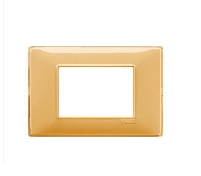 PLACA 3 MODULOS CENTRALES TECNOPOLIMERO PLANA COLOR REFLEX AMBAR REF-14653.43 MARCA VIMAR