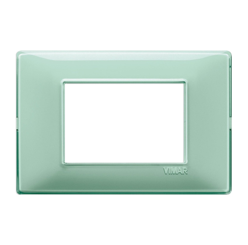 PLACA 3 MODULOS CENTRALES TECNOPOLIMERO PLANA COLOR REFLEX MENTA REF-14653.44 MARCA VIMAR