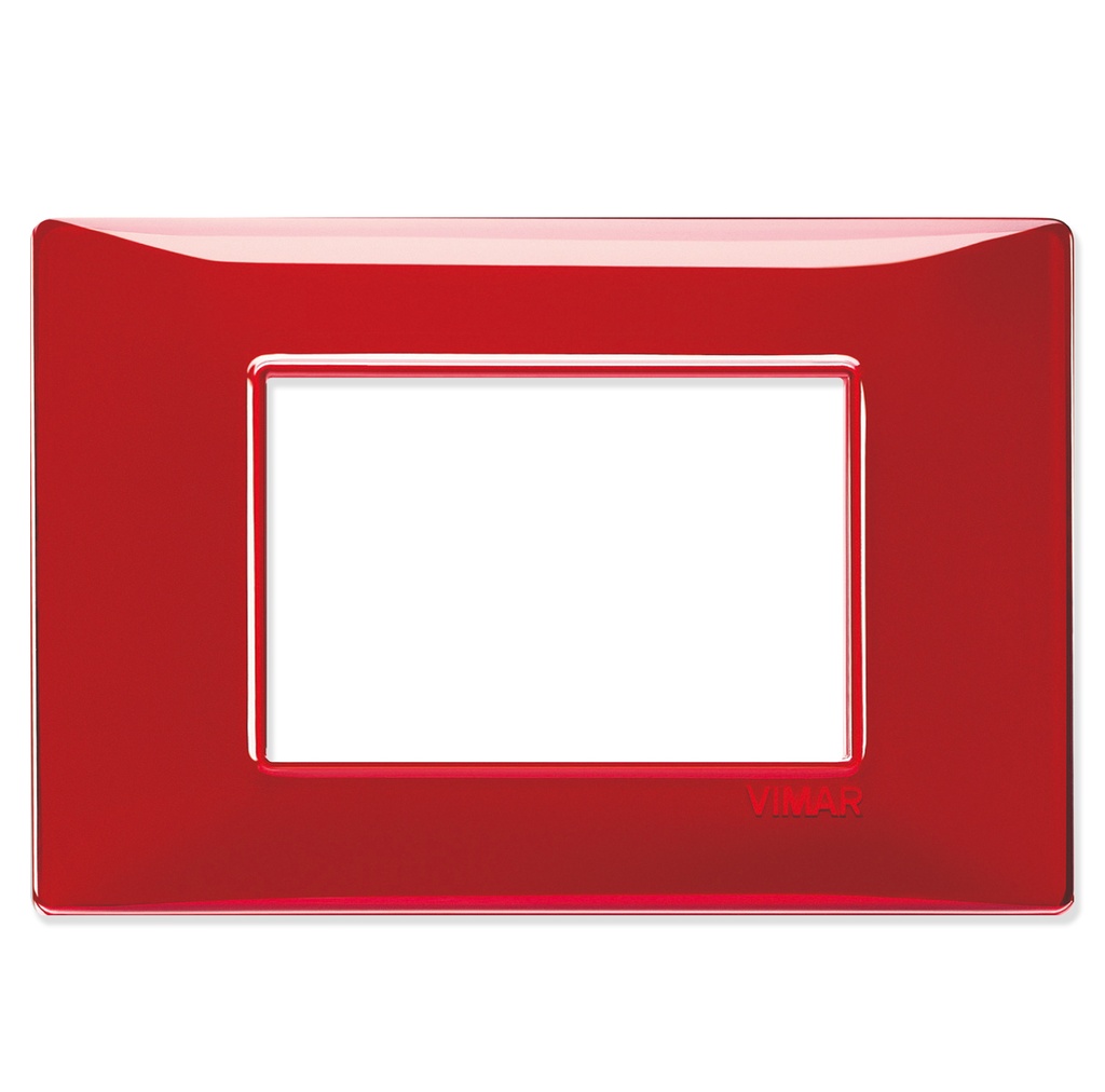 PLACA 3 MODULOS CENTRALES TECNOPOLIMERO PLANA COLOR REFLEX RUBI REF-14653.51 MARCA VIMAR
