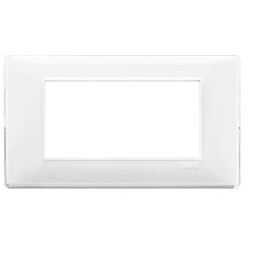 PLACA 4 MODULOS CENTRALES TECNOPOLIMERO PLANA COLOR REFLEX NIEVE REF.14654.41 MARCA VIMAR