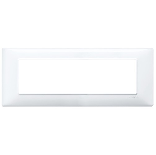 PLACA 7 MODULOS CENTRALES TECNOPOLIMERO PLANA COLOR BLANCO MATE REF. 14657.01 MARCA VIMAR