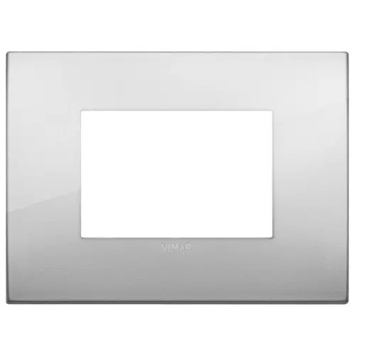 PLACA 3 MODULOS CENTRALES CLASSIC METAL PLATA SERIE ARKE REF. 19653.03 MARCA VIMAR
