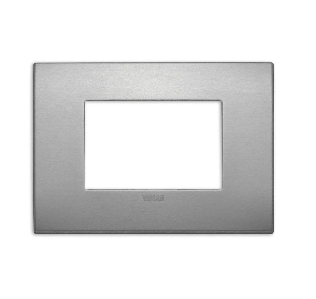 PLACA 3 MODULOS CENTRALES CLASSIC ALUMINIO ARKE COLOR ALUMINIO LAVA REF-19653.16 MARCA VIMAR