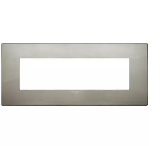 PLACA 7 MODULOS CENTRALES CLASSIC METAL INOX CEPILLADO SERIE ARKE REF. 19657.08 MARCA VIMAR