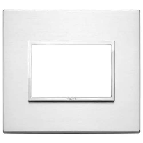 PLACA 3 MODULOS CENTRALES ALUMINIO BRILLANTE SERIE EIKON EVO REF. 21653.01 MARCA VIMAR