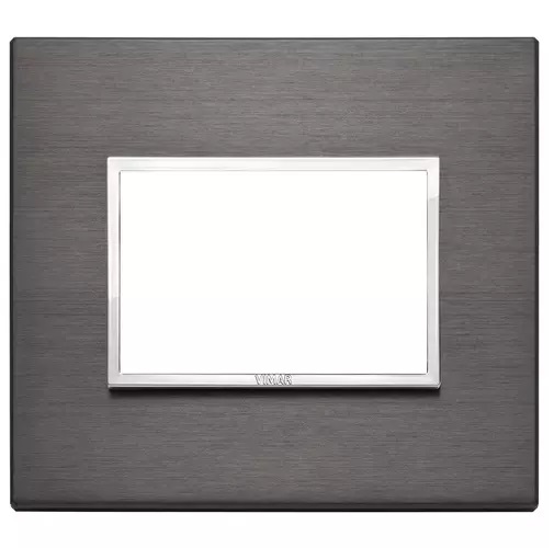 PLACA 3 MODULOS CENTRALES ALUMINIO GRIS LAVA SERIE EIKON EVO REF. 21653.03 MARCA VIMAR