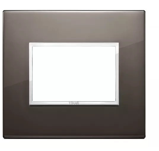 PLACA 3 MODULOS CENTRALES ALUMINIO NEGRO ZAFIRO SERIE EIKON EVO REF. 21653.06 MARCA VIMAR