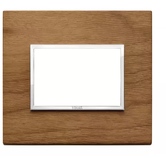 PLACA 3 MODULOS CENTRALES MADERA NOGAL ITALIANO SERIE EIKON EVO REF. 21653.31 MARCA VIMAR