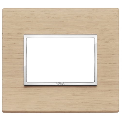PLACA 3 MODULOS CENTRALES MADERA ROBLE BLANCO SERIE EIKON EVO REF. 21653.32 MARCA VIMAR