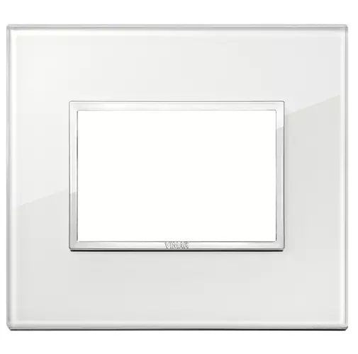 PLACA 3 MODULOS CRISTAL BLANCO DIAMANTE SERIE EIKON EVO REF. 21653.70 MARCA VIMAR