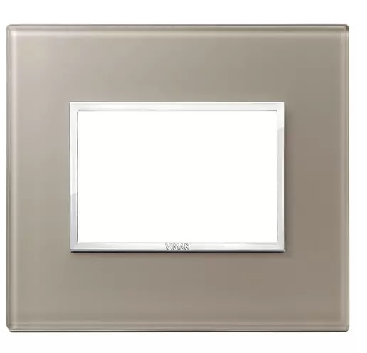 PLACA 3 MODULOS CRISTAL MARRON OPALO SERIE EIKON EVO REF. 21653.74 MARCA VIMAR