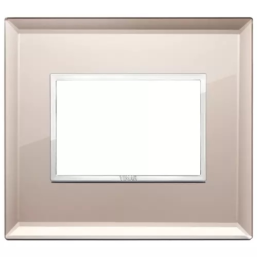 PLACA 3 MODULOS CRISTAL ESPEJO COLOR BRONCE SERIE EIKON EVO REF. 21653.75 MARCA VIMAR