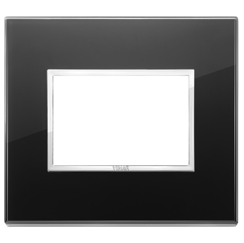 PLACA 3 MODULOS CRISTAL BISELADO NEGRO DIAMANTE SERIE EIKON EVO REF. 21653.76 MARCA VIMAR