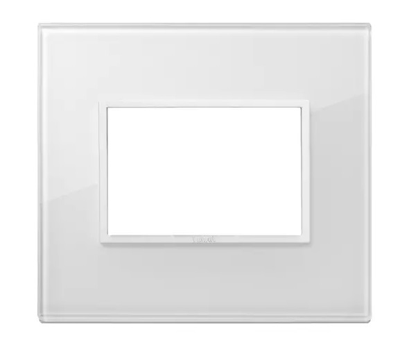 PLACA 3 MODULOS CENTRALES CRISTAL BLANCO TOTAL DIAMANTE SERIE EIKON EVO REF. 21653.87 MARCA VIMAR