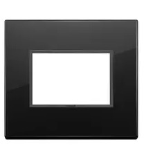 PLACA 3 MODULOS CENTRALES CRISTAL NEGRO TOTAL DIAMANTE SERIE EIKON EVO REF. 21653.88 MARCA VIMAR