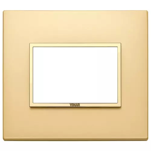 PLACA 3 MODULOS CENTRALES ALUMINIO ORO SATINADO SERIE EIKON REF. 21653.G10 MARCA VIMAR